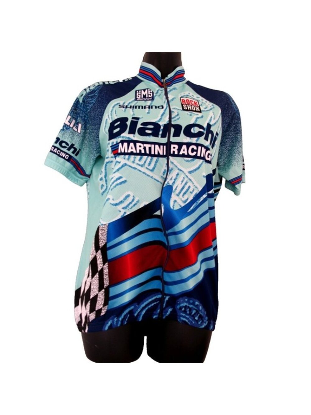 Santini SMS Full Zip Cycling Jersey  Blue Men`s Size L Short sleeve unisex Adult